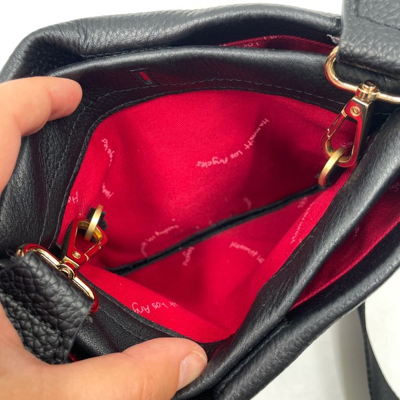 Hammitt Duke Black Leather Crossbody Bag *READ* Gold Studs Adjustable Strap - Picture 9 of 12